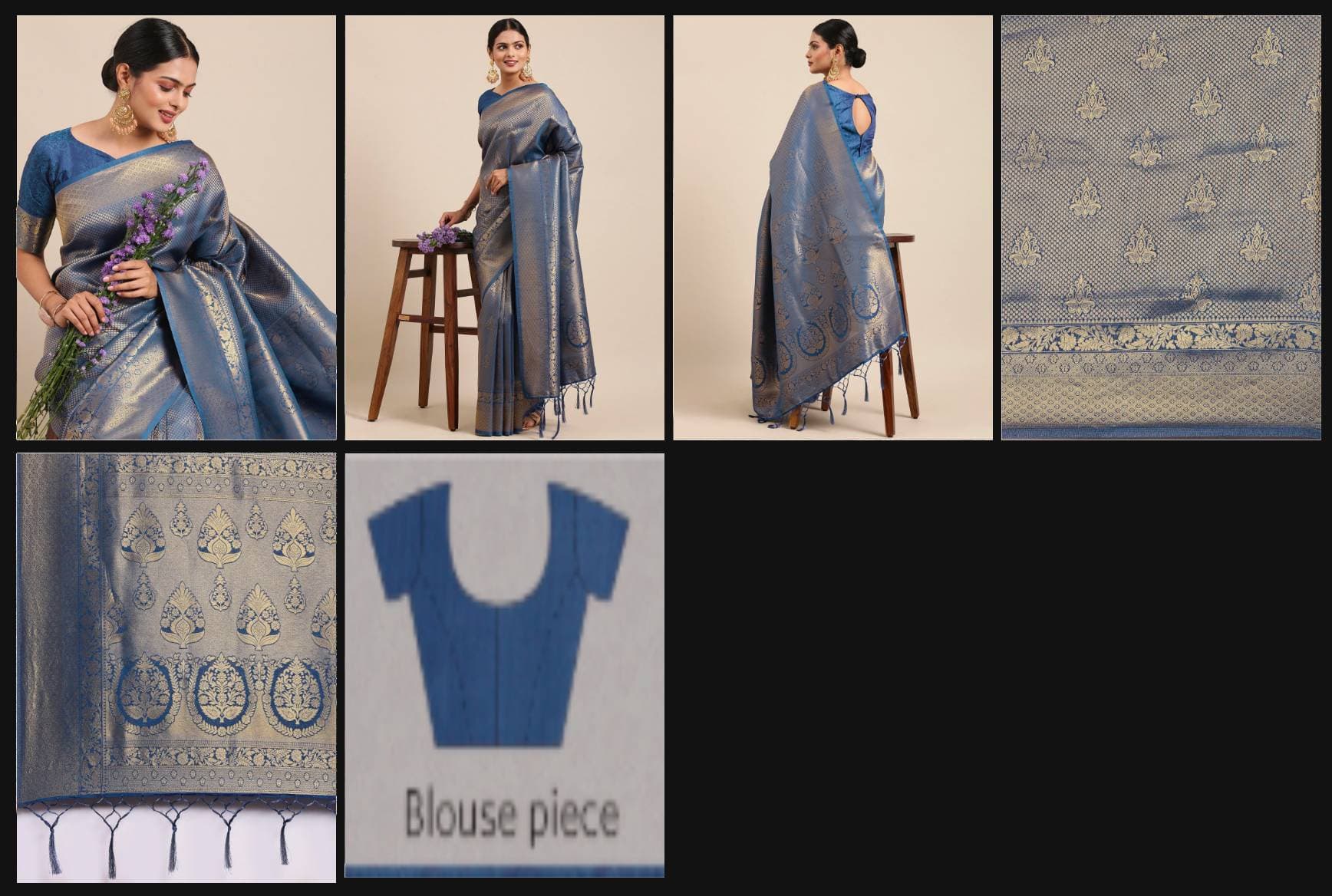 Flat 2D blouse silhouette on saree PDP