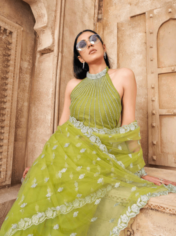 Saree PDP — tight crop mood shot